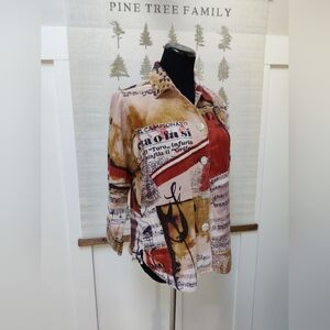 Parsley & Sage Artistic Music Sheet Print Button Front Top - Medium